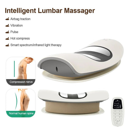 Lumbar Traction Massager Cushion with Electric Waist Support and Relaxation
