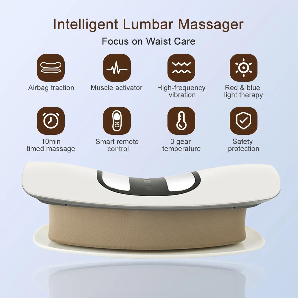 Lumbar Traction Massager Cushion with Electric Waist Support and Relaxation