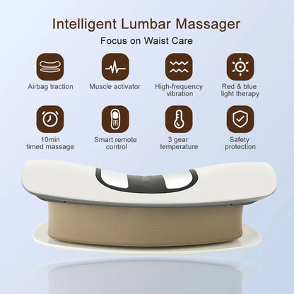 Lumbar Traction Massager Cushion with Electric Waist Support and Relaxation