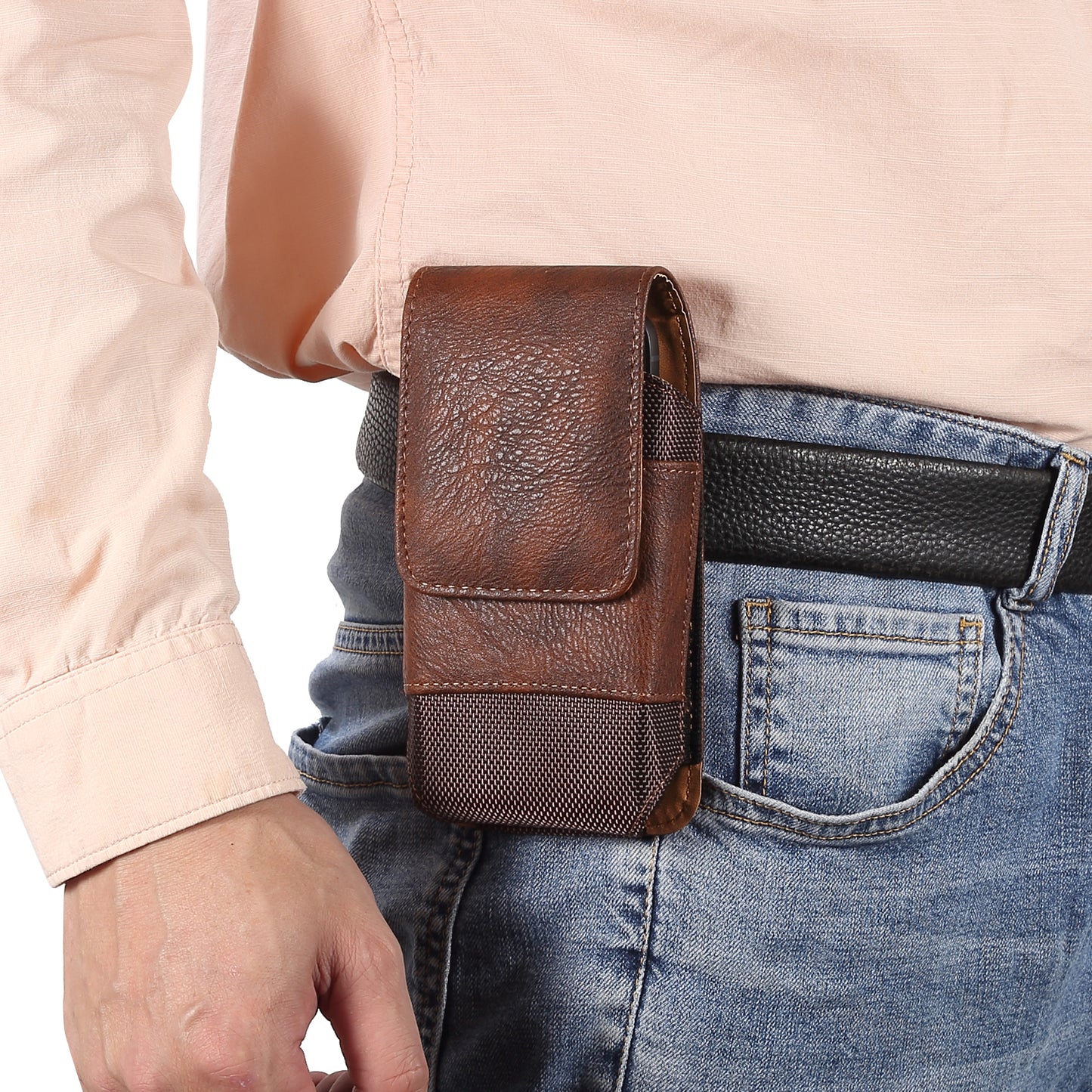 Premium Leather Phone Holster Belt Clip Case for Men Waist Pouch Holder