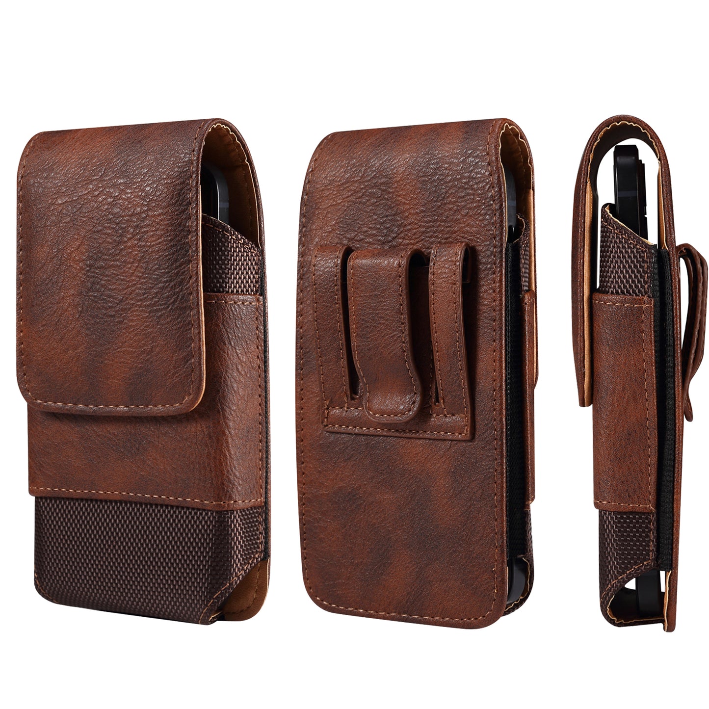 Premium Leather Phone Holster Belt Clip Case for Men Waist Pouch Holder