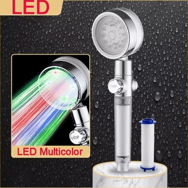 7-Color LED Temperature Control Shower Head – High-Pressure Water Saving Filter Shower Sprayer