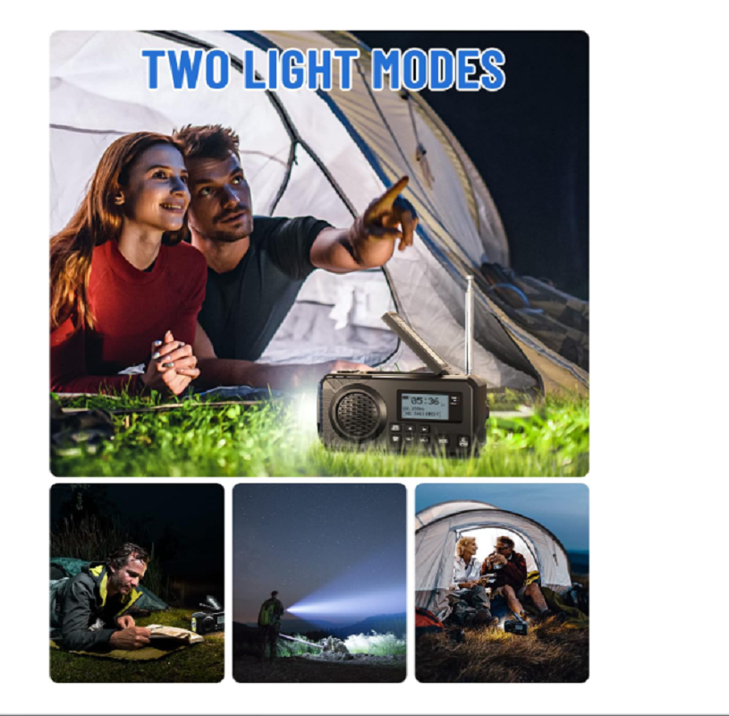 Solar Hand Crank Emergency Radio with Power Bank, Bluetooth & DAB FM Weather Alert