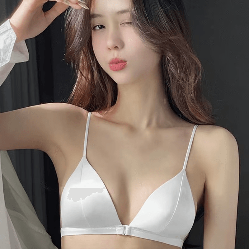 Front Buckle Wireless Bikini Bra, Thin Strap Soft Fit for Small Bust Comfort