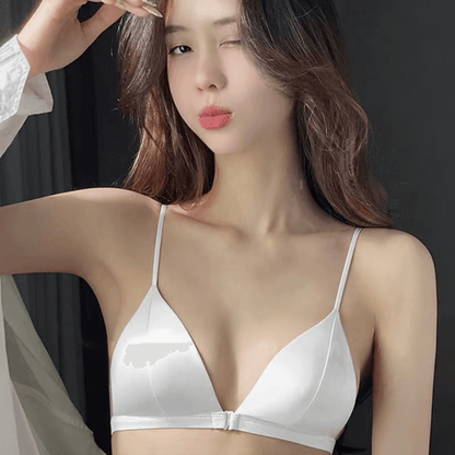 Front Buckle Wireless Bikini Bra, Thin Strap Soft Fit for Small Bust Comfort