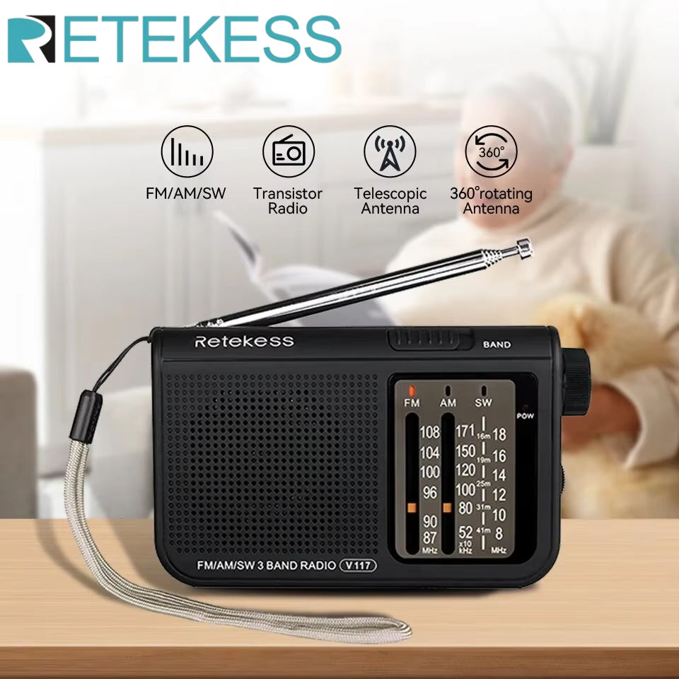 Analog AM FM Radio for Seniors Portable Shortwave Radio with Large Knobs
