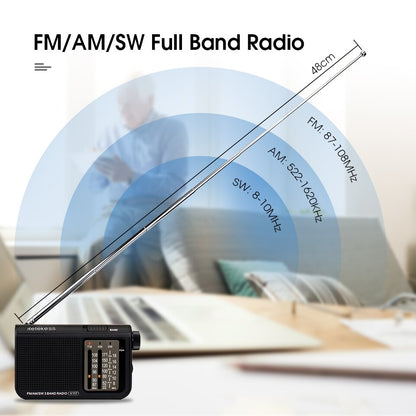 Analog AM FM Radio for Seniors Portable Shortwave Radio with Large Knobs