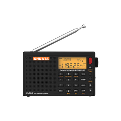 Portable Radio AM FM Shortwave Airband Digital Receiver with Presets LCD Type C