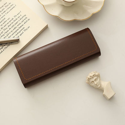 Retro PU Leather Glasses Case Lightweight Hard Sunglasses Storage & Portable Protective Eyewear Case