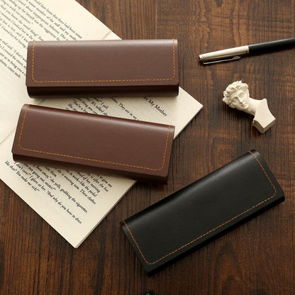 Retro PU Leather Glasses Case Lightweight Hard Sunglasses Storage & Portable Protective Eyewear Case