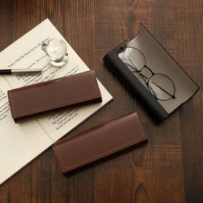Retro PU Leather Glasses Case Lightweight Hard Sunglasses Storage & Portable Protective Eyewear Case