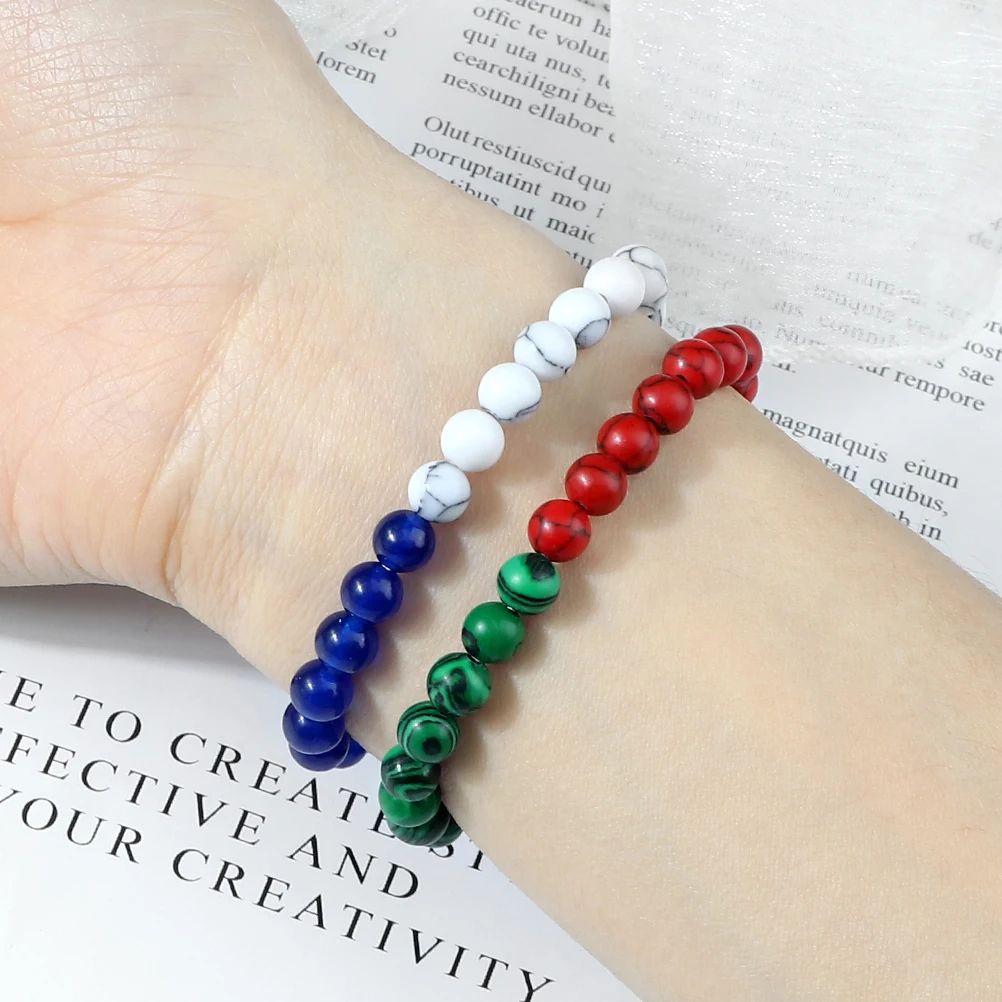 Palestine Flag Natural Stone Bead Bracelet – Unisex Prayer & Symbolic Jewelry