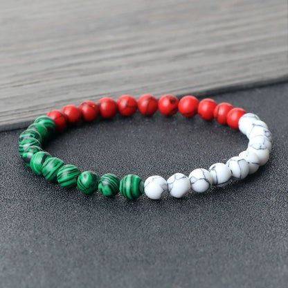 Palestine Flag Natural Stone Bead Bracelet – Unisex Prayer & Symbolic Jewelry