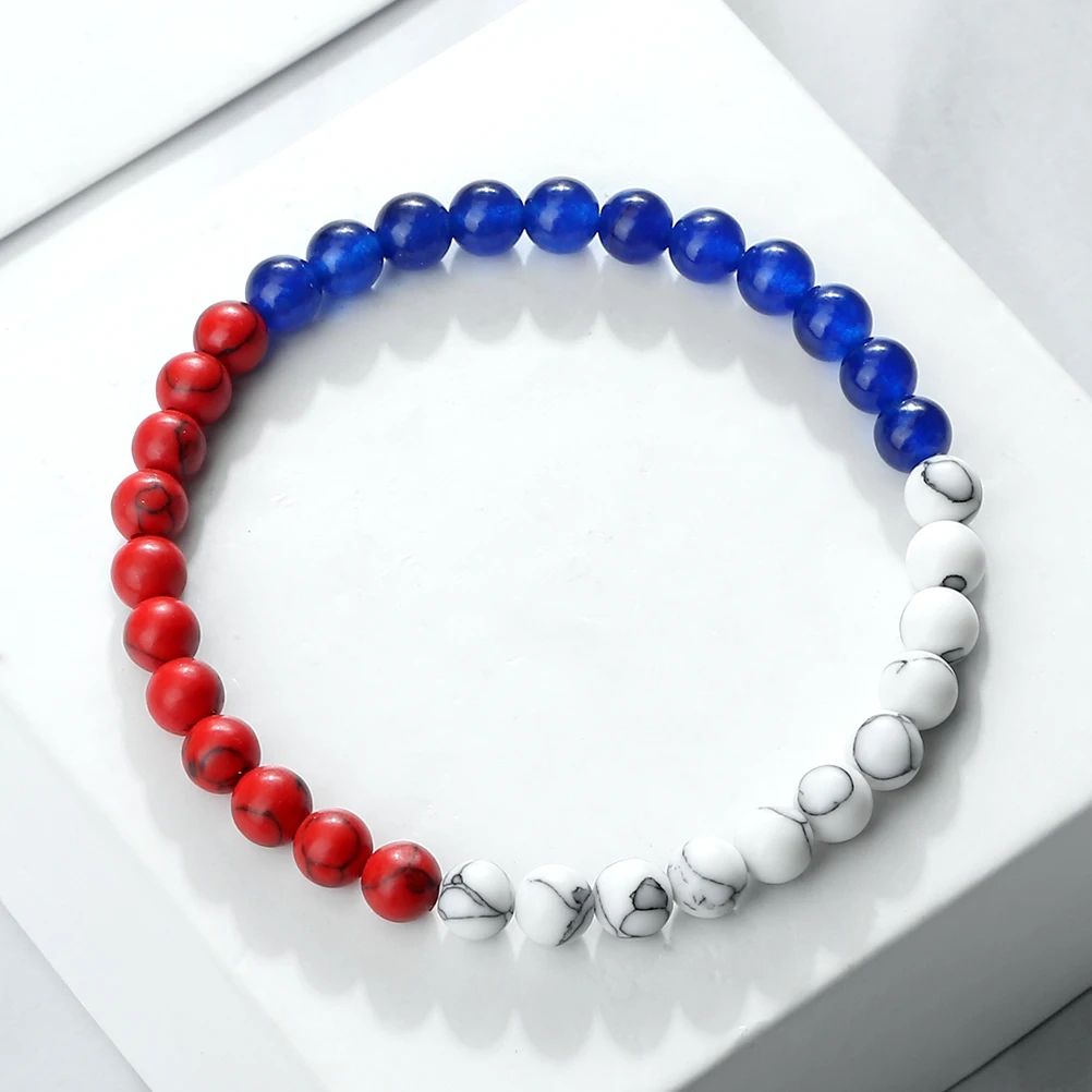Palestine Flag Natural Stone Bead Bracelet – Unisex Prayer & Symbolic Jewelry