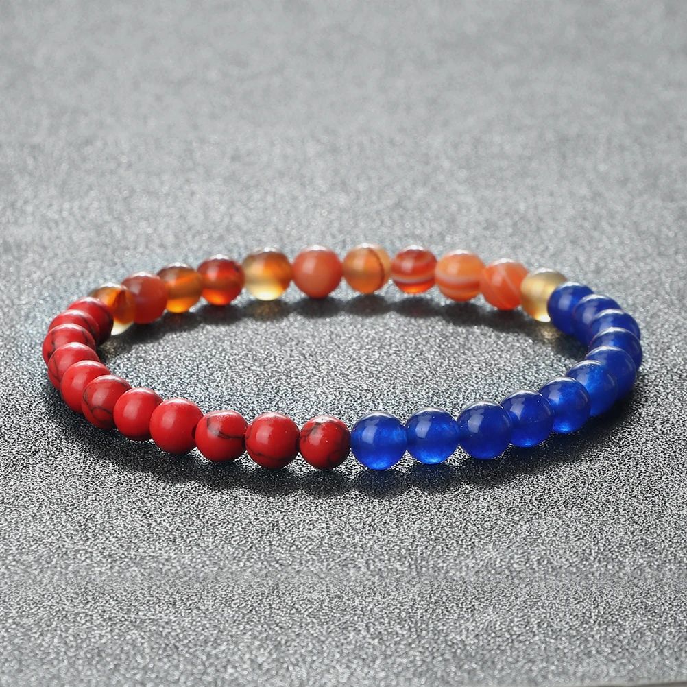 Palestine Flag Natural Stone Bead Bracelet – Unisex Prayer & Symbolic Jewelry