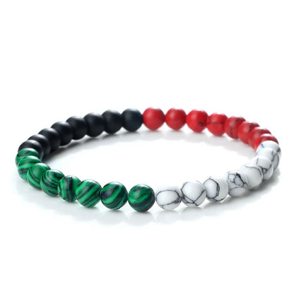 Palestine Flag Natural Stone Bead Bracelet – Unisex Prayer & Symbolic Jewelry