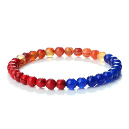 Palestine Flag Natural Stone Bead Bracelet – Unisex Prayer & Symbolic Jewelry
