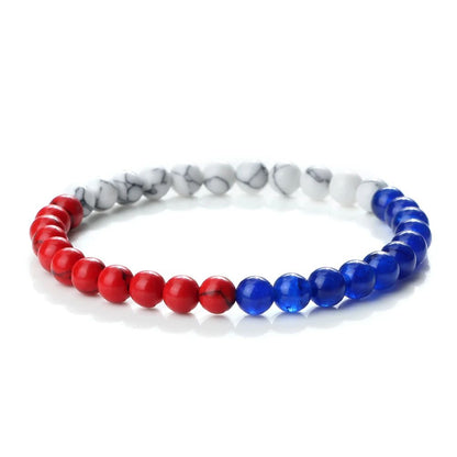 Palestine Flag Natural Stone Bead Bracelet – Unisex Prayer & Symbolic Jewelry
