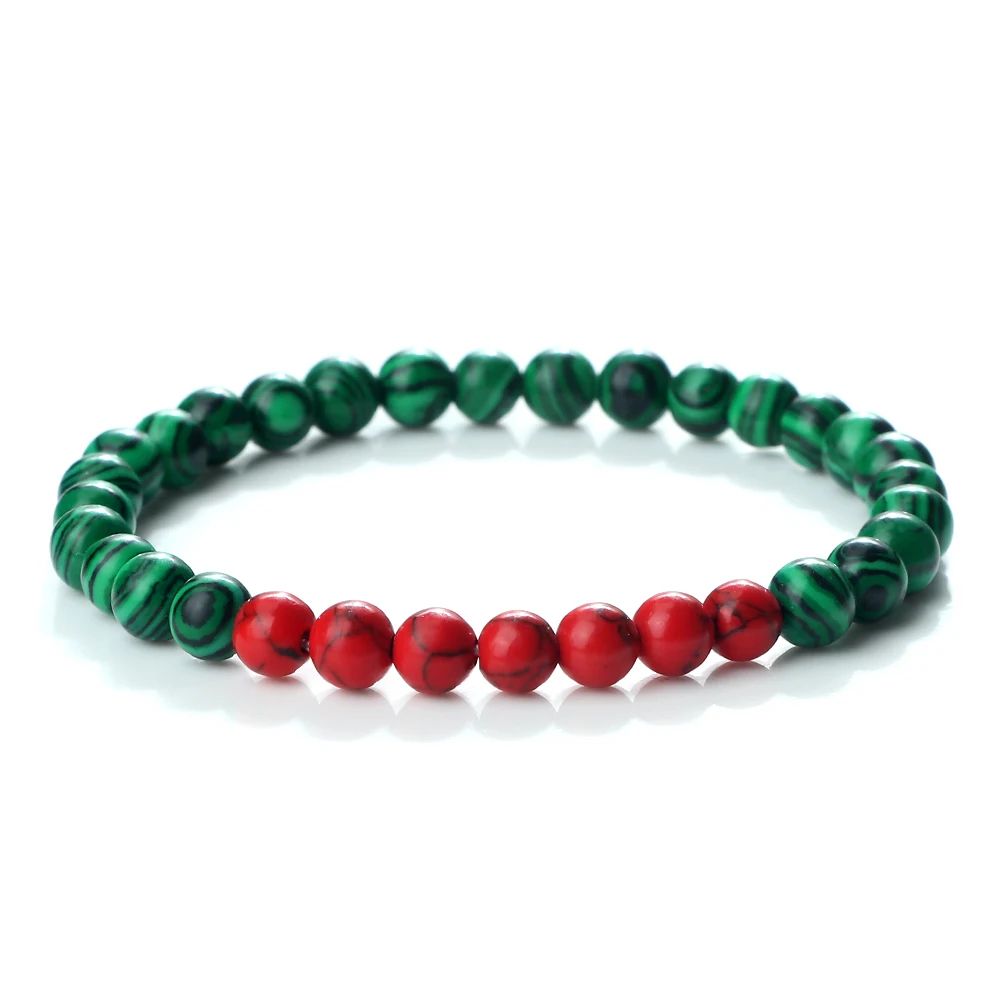 Palestine Flag Natural Stone Bead Bracelet – Unisex Prayer & Symbolic Jewelry