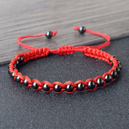 Lucky Red Bracelet Adjustable Braided String with Copper Beads for Protection & Style