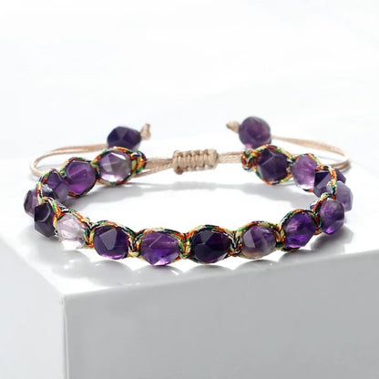 Sun Glow yellow agate bracelet – Handmade braided stone bracelet with 8mm faceted beads