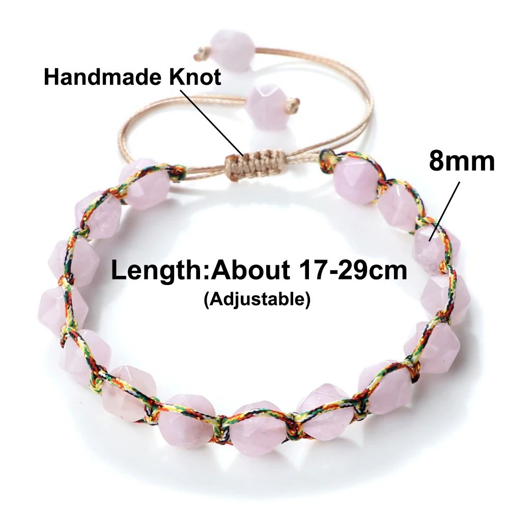 Sun Glow yellow agate bracelet – Handmade braided stone bracelet with 8mm faceted beads