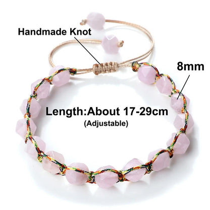 Sun Glow yellow agate bracelet – Handmade braided stone bracelet with 8mm faceted beads
