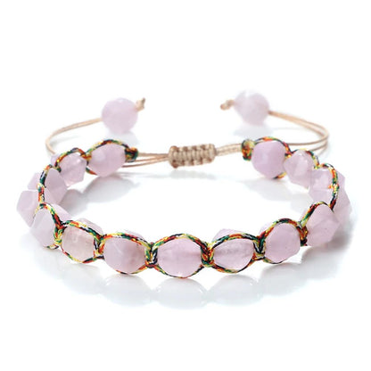 Sun Glow yellow agate bracelet – Handmade braided stone bracelet with 8mm faceted beads