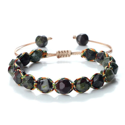 Sun Glow yellow agate bracelet – Handmade braided stone bracelet with 8mm faceted beads