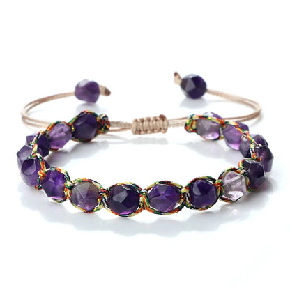 Sun Glow yellow agate bracelet – Handmade braided stone bracelet with 8mm faceted beads