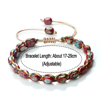 Natural Stone Square Bead Bracelet Adjustable Braided Rope couples bracelet for Women and Men