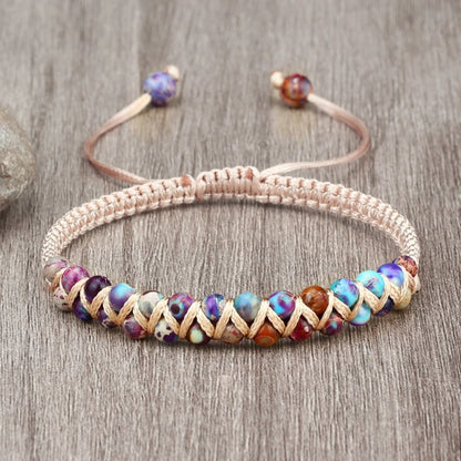 4mm Natural Stone Bracelet for Men and Women, Adjustable Braided Meditation Beaded Bracelet