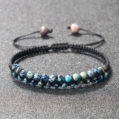 4mm Natural Stone Bracelet for Men and Women, Adjustable Braided Meditation Beaded Bracelet