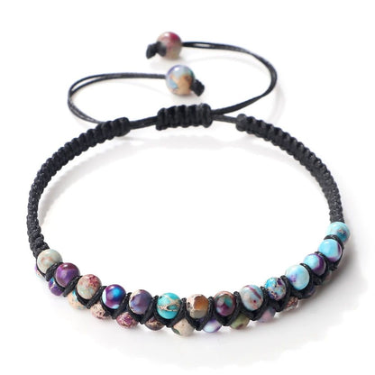 4mm Natural Stone Bracelet for Men and Women, Adjustable Braided Meditation Beaded Bracelet