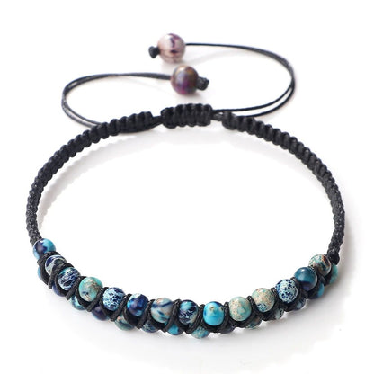 4mm Natural Stone Bracelet for Men and Women, Adjustable Braided Meditation Beaded Bracelet