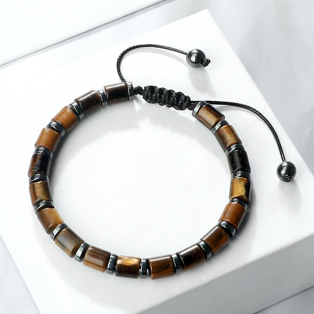 Tiger Eye Bracelet for Men and Women Natural Stone Agate Beaded Bracelet