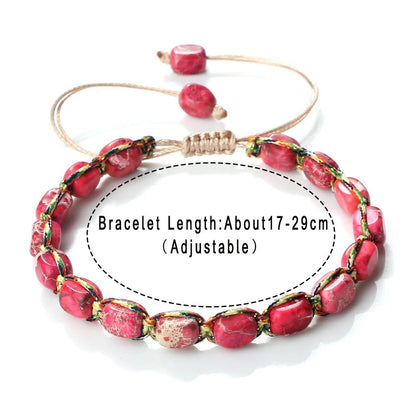 Bohemian Natural Stone Bracelet – Adjustable Braided Handmade Gemstone Wristband