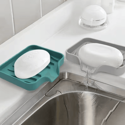 Silicone Soap Holder with Drain – Non-Slip Hole-Free Bathroom Soap Dish for Sink & Shower