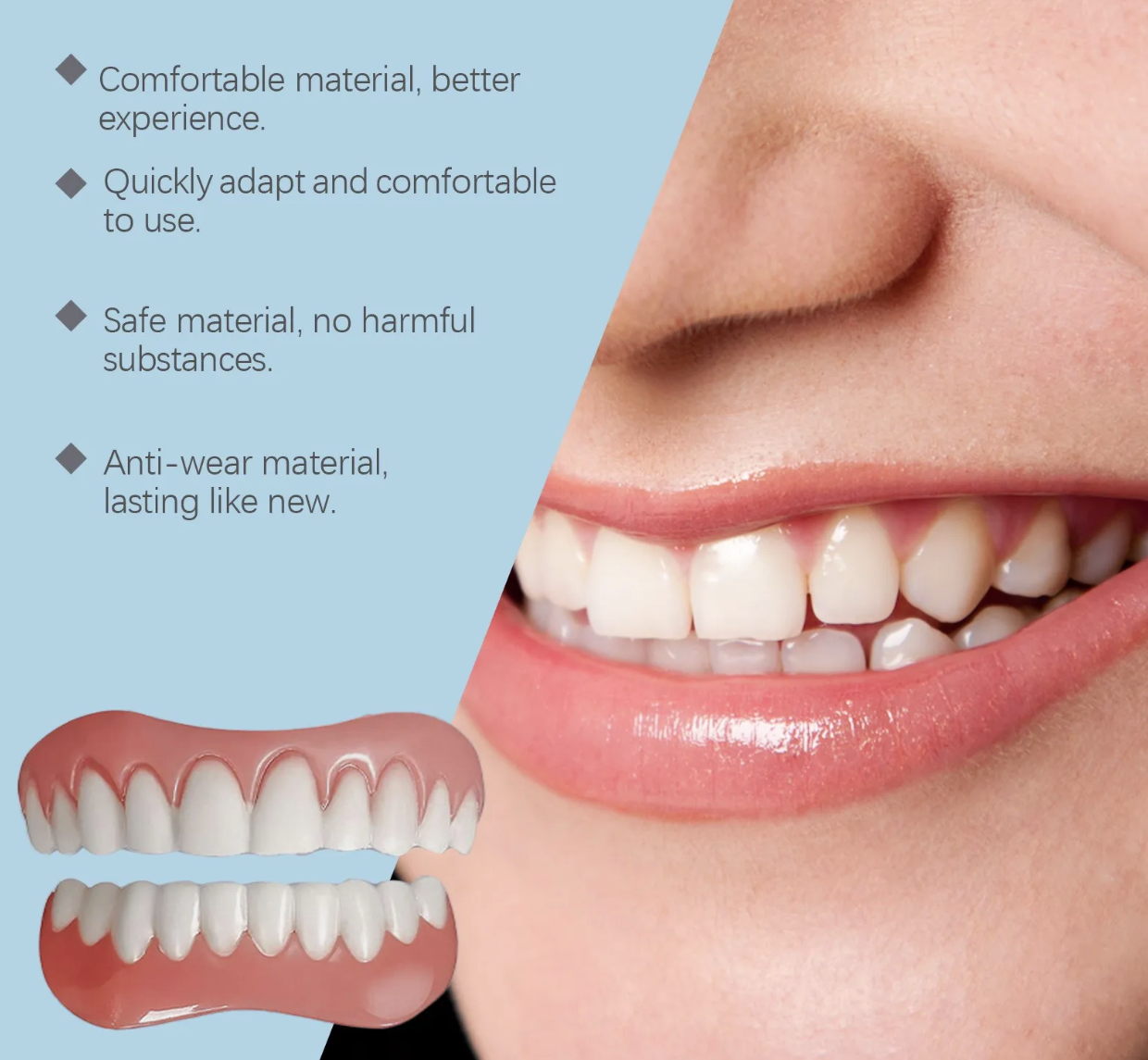 Soft Denture Silicone Kit, Comfortable Upper & Lower Denture Liners