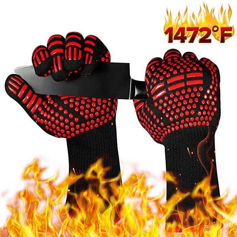 Heat Resistant Grill Gloves – 800°F Fireproof BBQ & Oven Mitts for Safe Cooking