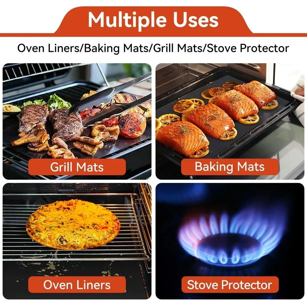 Premium Non-Stick Oven Liner & BBQ Grill Mat – Reusable Heat Resistant Protector