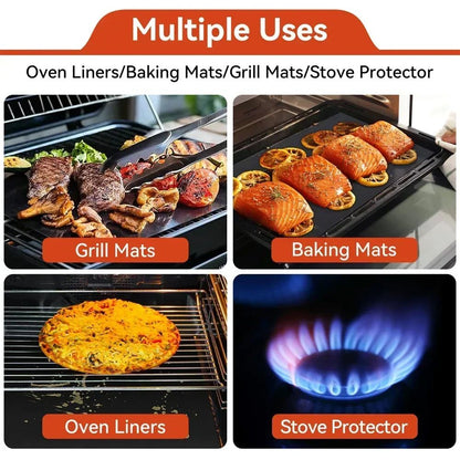 Premium Non-Stick Oven Liner & BBQ Grill Mat – Reusable Heat Resistant Protector