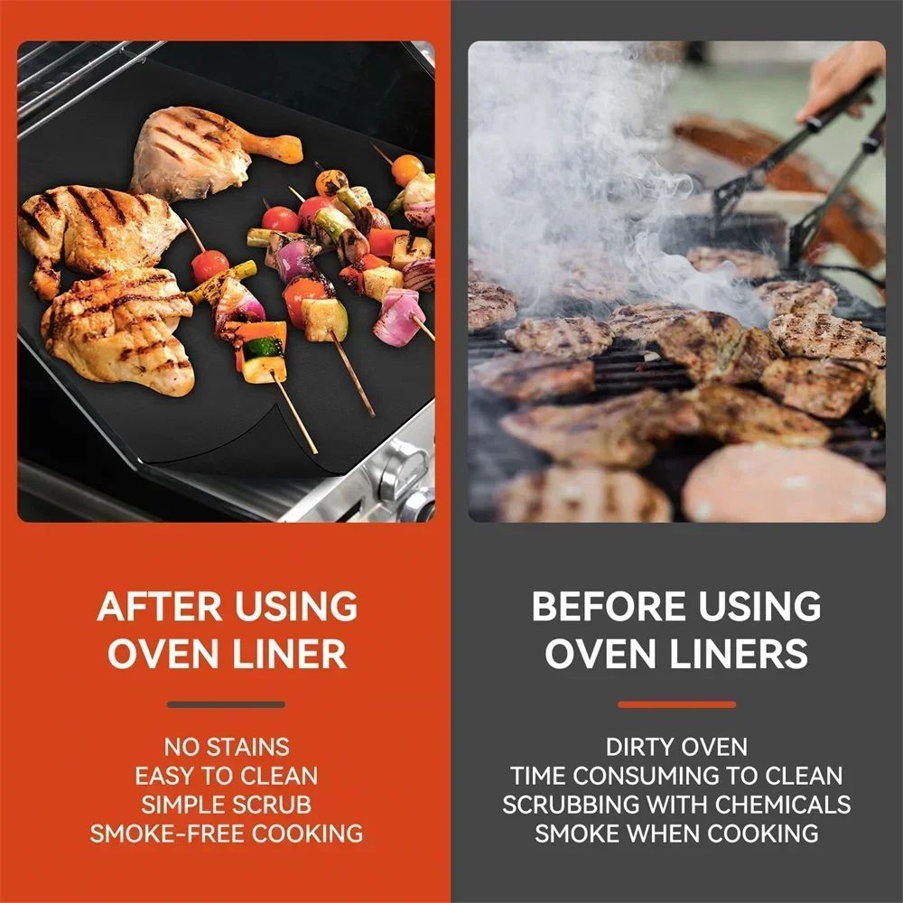 Premium Non-Stick Oven Liner & BBQ Grill Mat – Reusable Heat Resistant Protector