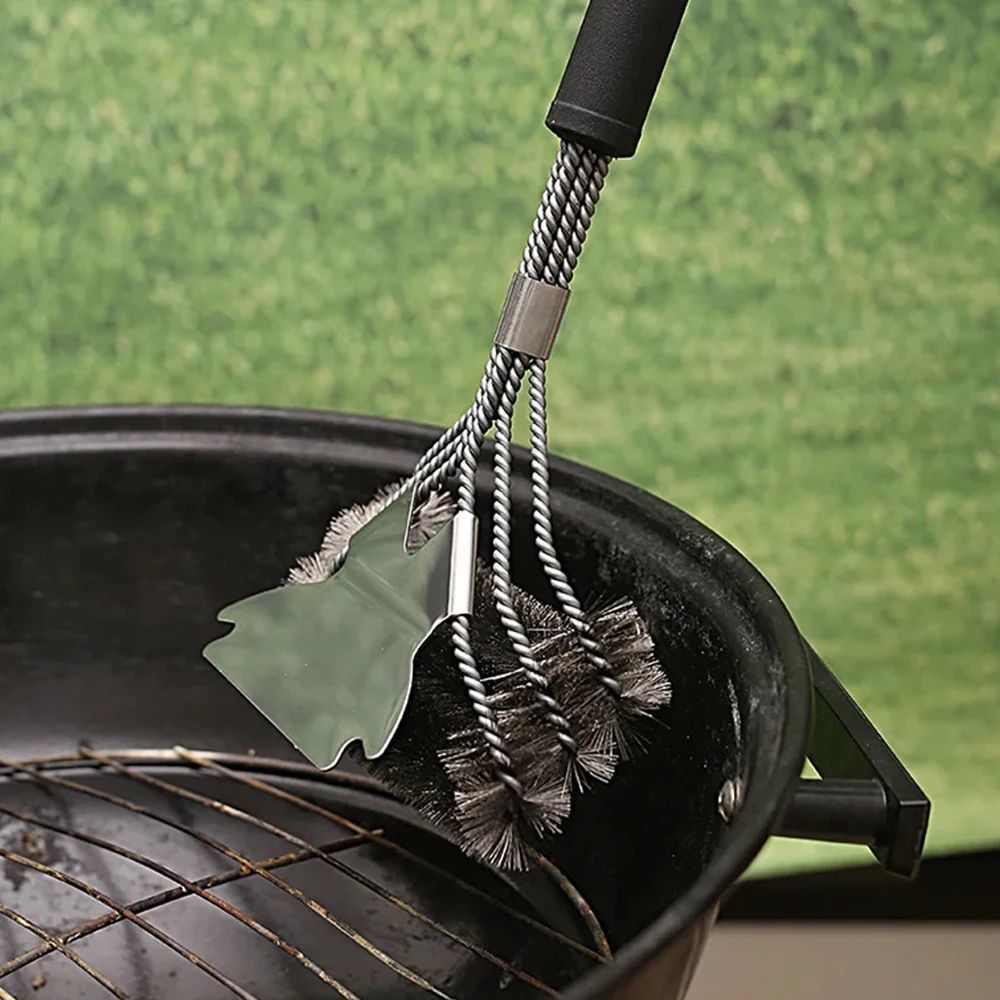 Bristle-Free Grill Brush and Scraper with 18-Inch Handle for Safe BBQ Cleaning