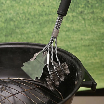 Bristle-Free Grill Brush and Scraper with 18-Inch Handle for Safe BBQ Cleaning