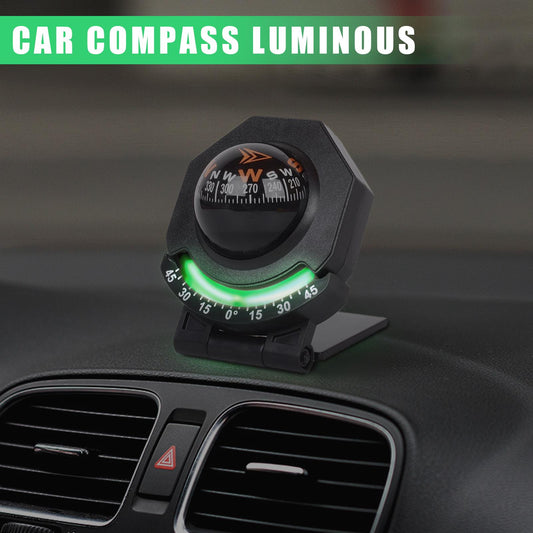 High Precision Car Dashboard Compass with Inclinometer Adjustable Night Vision Navigation Tool