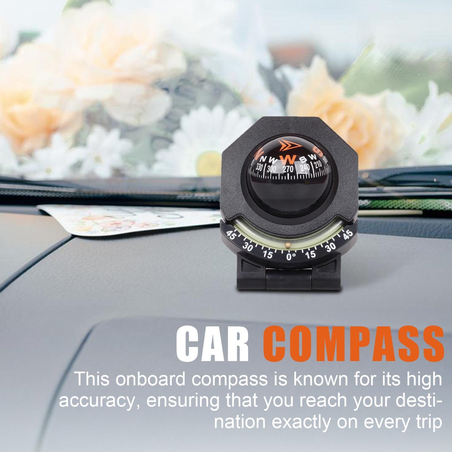 High Precision Car Dashboard Compass with Inclinometer Adjustable Night Vision Navigation Tool