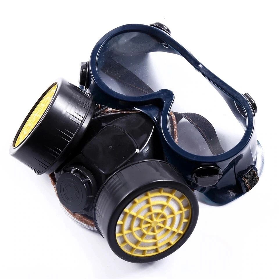 Emergency Survival Gas Mask with Dual Protection Filter & Safety Goggles