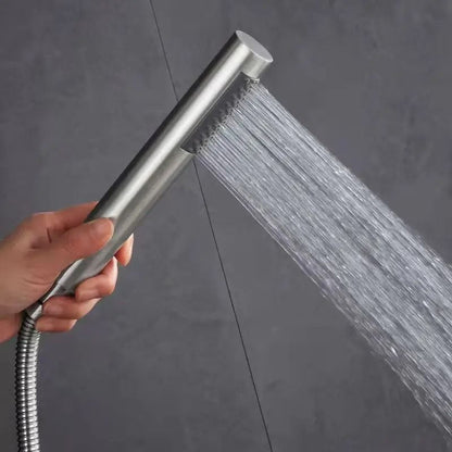 Handheld Cylindrical Stainless Steel Booster Shower Head – High-Pressure Universal Bathroom Set