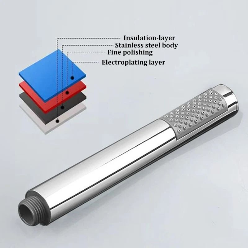 Handheld Cylindrical Stainless Steel Booster Shower Head – High-Pressure Universal Bathroom Set
